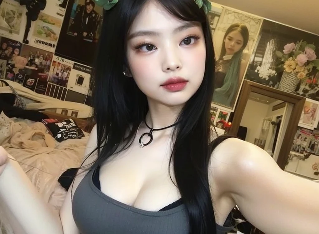 Wonyoung from IVE face, foto realista, ultra HD, 8k, big juicy lips
