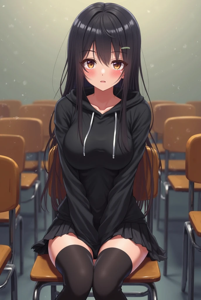 a young woman sitting with legs open at a bus stop, masturbating, expression of shame and pleasure, detailed face, detailed body, detailed hands, hyper realistic, cinematic lighting, moody atmosphere, muted colors, soft focus, photorealistic, intricate details, dramatic shadows, subtle textures, cinematic composition, emotional expression, captivating mood