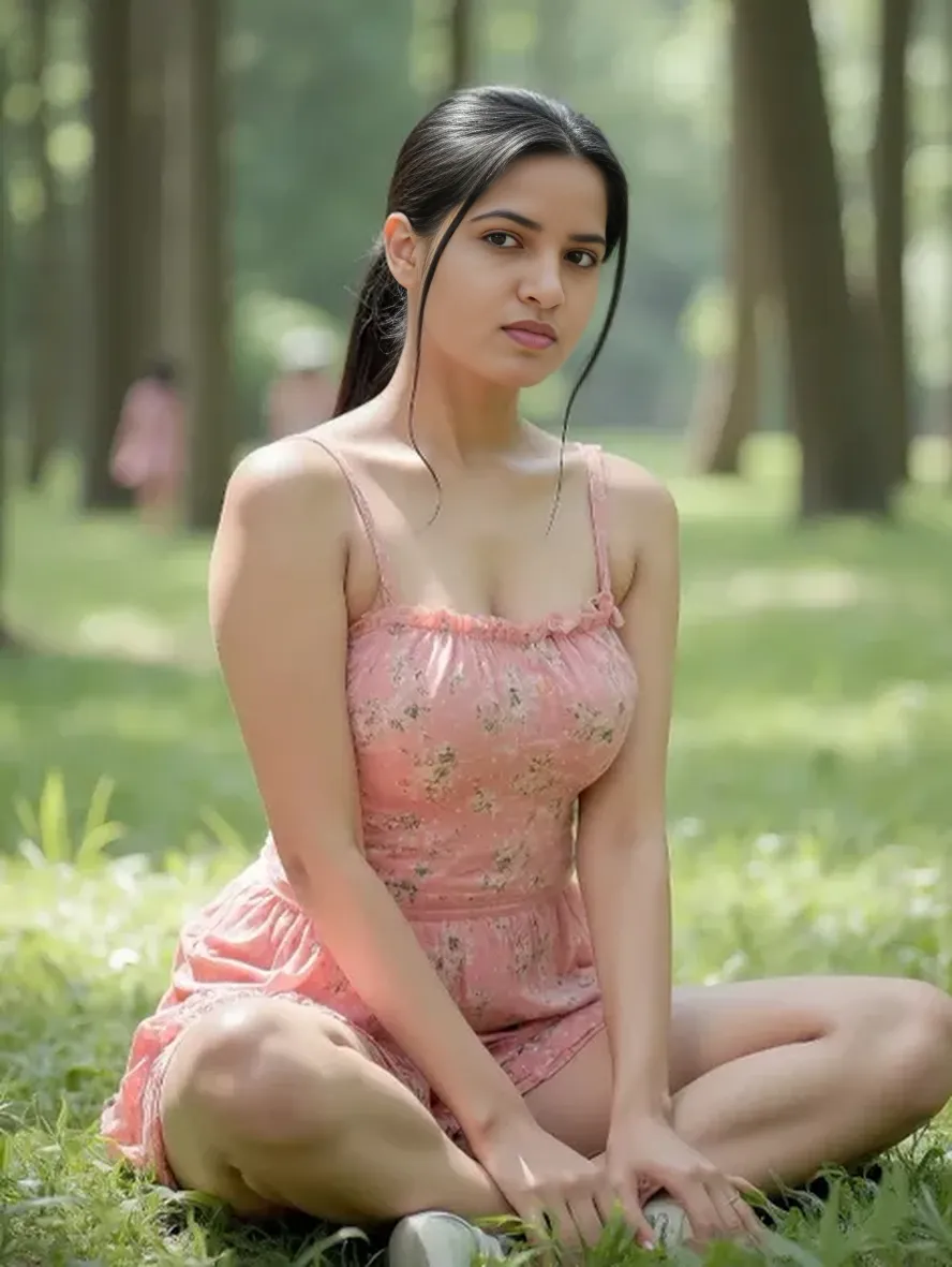 downblouse, beautiful smiling (freckled:0.99) Indian woman, large breasts, in ((sundress:1.3)), camping in forest, night, campfire, looking at the camera, eye contact shot on CineStill 800T, ((ultra realistic detailed skin)), ultra skin texture, skin imperfections, intricate details, 32k, cinematic composition, professional color grading, cinematic lighting, ((low key)), (((film grain))), atmosphere, wondrous,((full body shot)), closeup