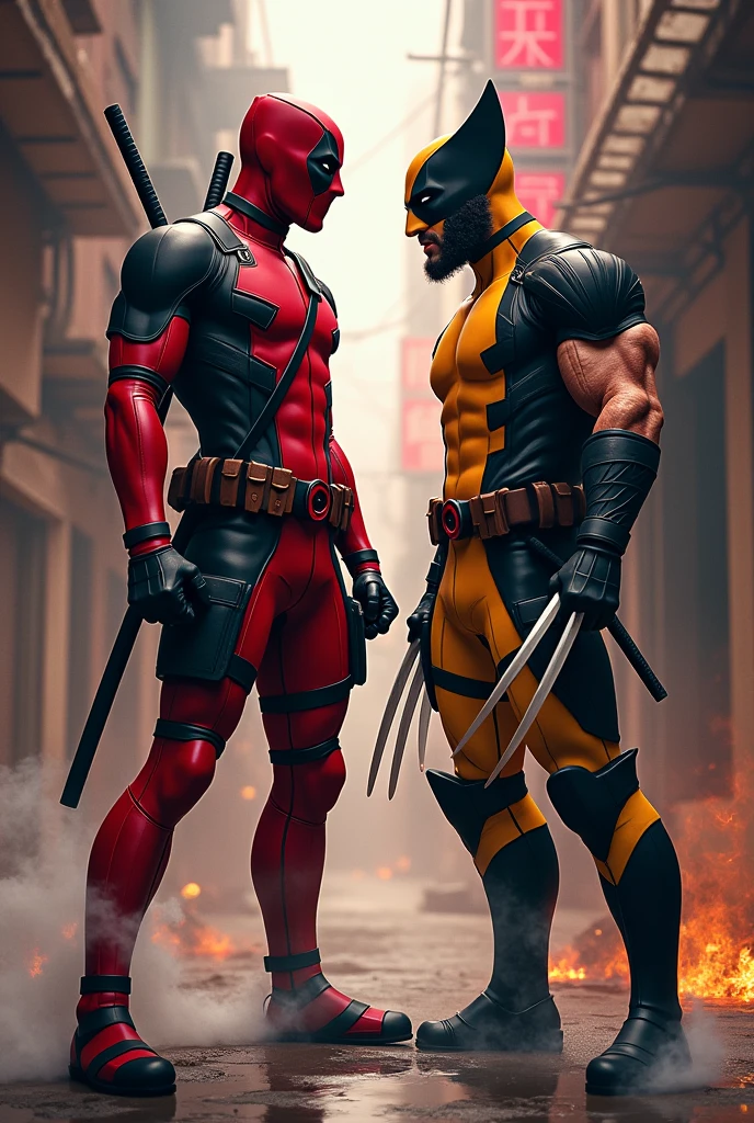 Deadpool and wolverine in japanese theme