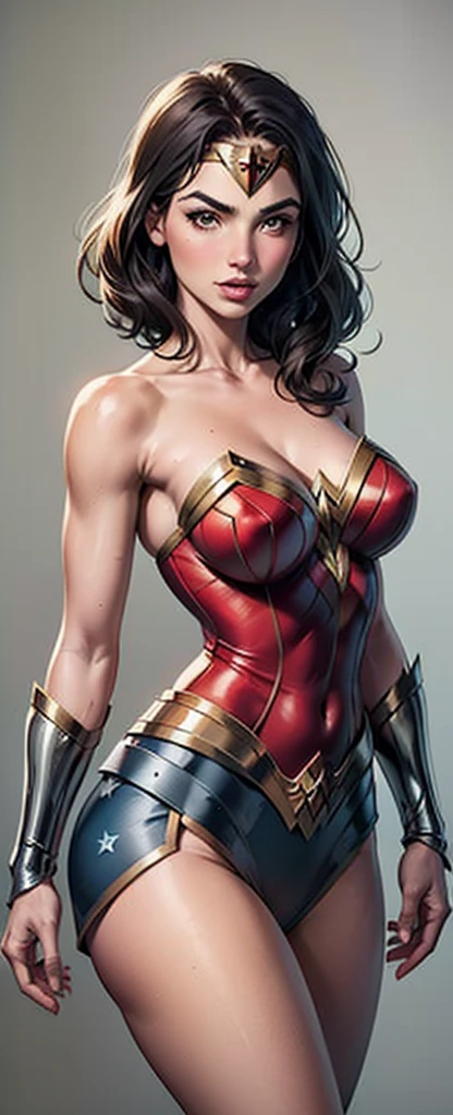 (best quality,8k:1.2,high resolution:1.2),ultra-detalhado,Realistic,SUPER HERO female,21 YEARS OLD,long BLACK hair,rosto extremamente detalhados,long eyelashes,all sheer RED LATEX leotard Apertado WITH A LARGE EMBLEM IN THE SHAPE OF THE LETTER "A", RED FLYING CAPE,TRANSPARENT LIGHT BROWN SHINY pantyhose,GOLD metalic BRACELETS,Physically-based rendering,sharp focus,studio lighting