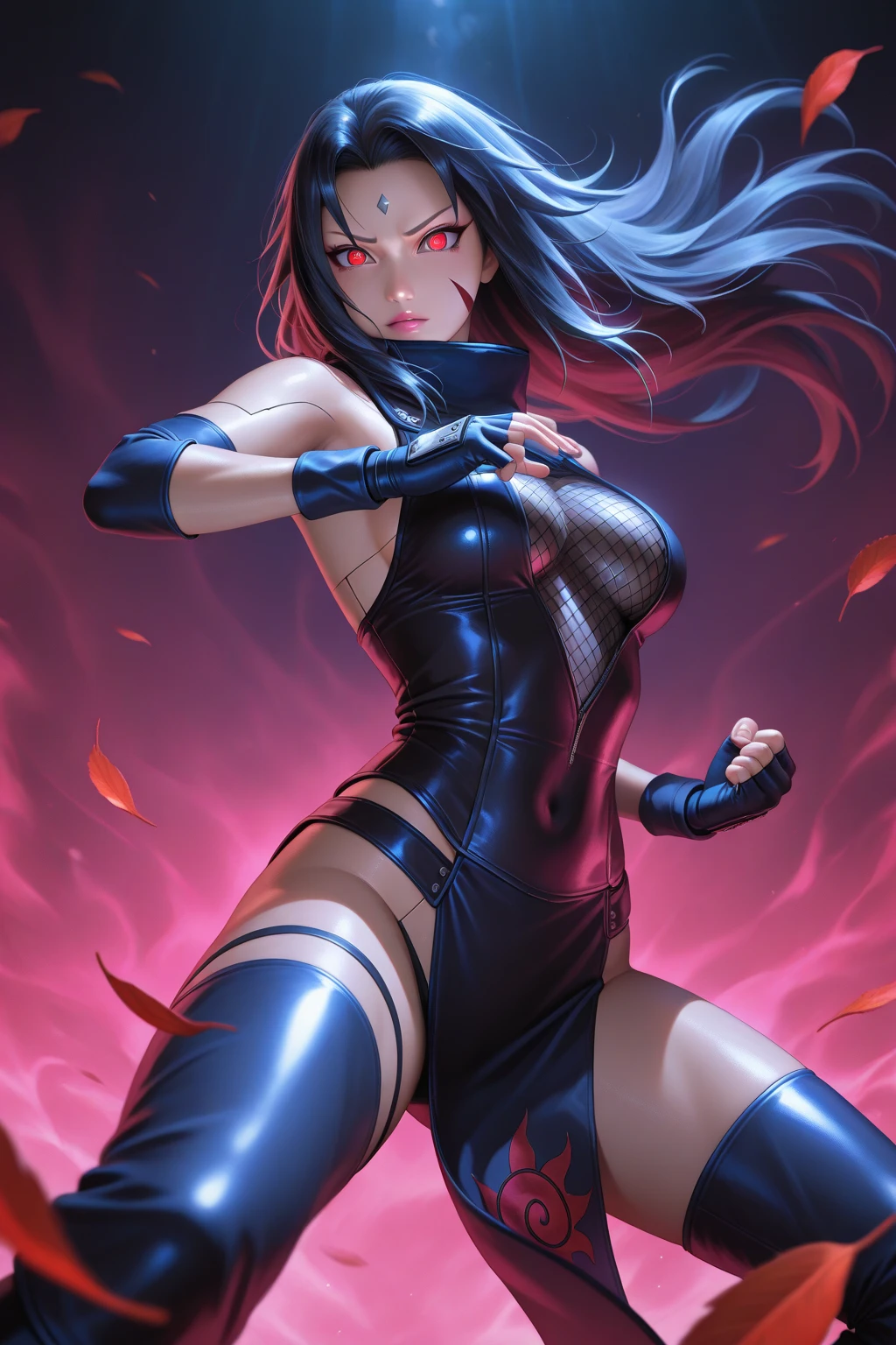 Best quality, masterpiece, highly detailed, award winning, (bold and seductive:1.2) girl, colorful, dressed in (beautiful, cool, edgy, sexy futuristic sleeveless leotard), 1 arm raised above head, exposed armpit, exudes (power:1.1) and (confidence:1.1), plane white background