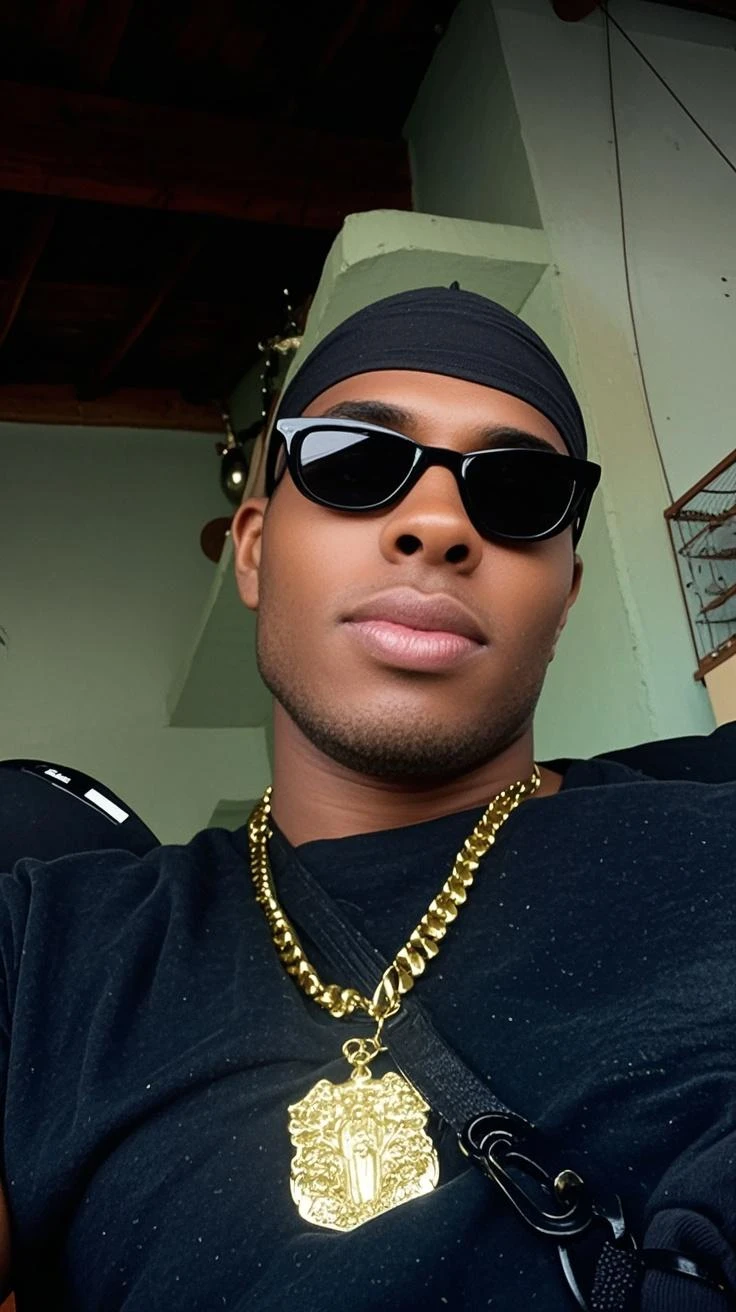 There is a man with a hat lying on a bed, man is with black skin, 2 7 anos, 2 3 anos, 2 8 anos, 2 4 anos, pele negra!!!, 2 9 anos, taken in the early 2020s, imagem de qualidade muito baixa, ele tem cerca de 30 anos