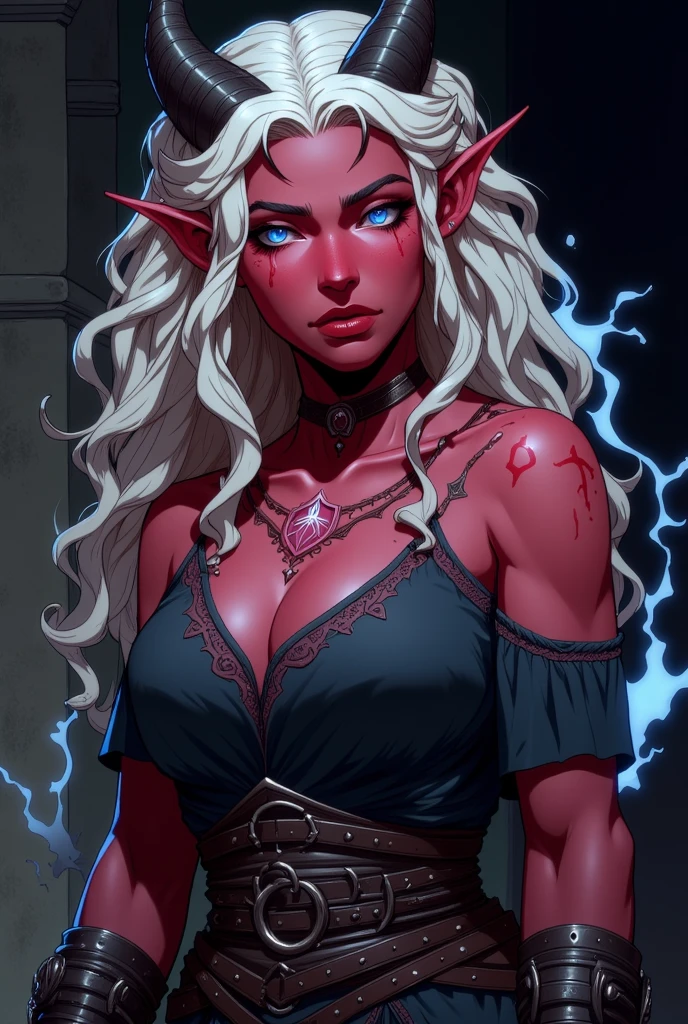 1girl, sexy drow, purple-blue skin, busty, pale silver long elaborate braids, ((red eyes)), jewels, elf ears, earrings, ((white sexy panties)), ((flames)), ((cast light magic)), on a roof of scyscraper, athletic, volumetric lighting, best quality, masterpiece, realistic, anatomically correct, (strong cinematic lighting), stunning details, intricate details, 8k post-production, High resolution, super details, trending on ArtStation, sharp focus, depth of field f/1.8, studio photos, (((looking at camera)))