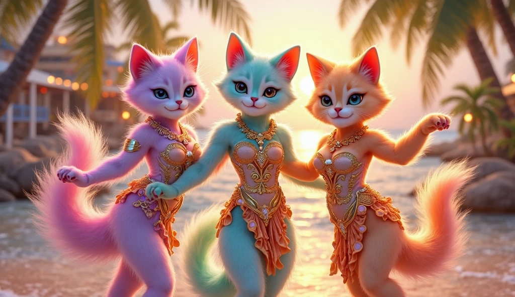realistic powerpuff girls, 3 adult women, catgirl costumes, cat ears, cat tails, cat hair braids, nude bodies, orgy scene, inside a volcano, crazy monkey, anal sex, hyper detailed, 8k, photorealistic, masterpiece, vibrant colors, dramatic lighting, cinematic composition