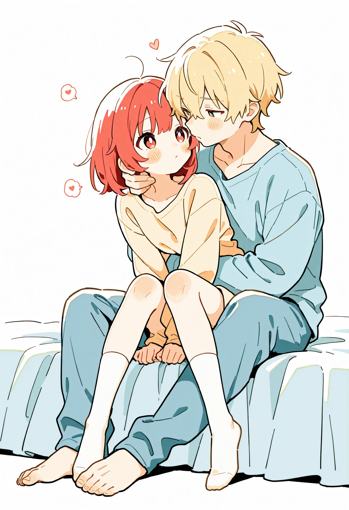 Beautiful 23 year old large blonde woman in lingerie, pubic hair, in a softly lit bedroom on a cozy bed and warm flowers, active sex with little 7 year old redheaded son in pajamas. a small 7-year-old boy inserts his penis into a woman’s crotch with quick movements, a little boy, Cute, passionate