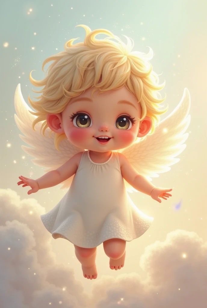 painting of an afro girl with angel wings sitting on a cloud, cute angel, cute angel, of a beautiful angel girl, portrait of a cute angel, angel girl, lovely digital painting, cute portrait of angel girl, angel, angel-themed, cherub, full of angel paintings, angelic face, angelic, angel face, beautiful female angel, Angels