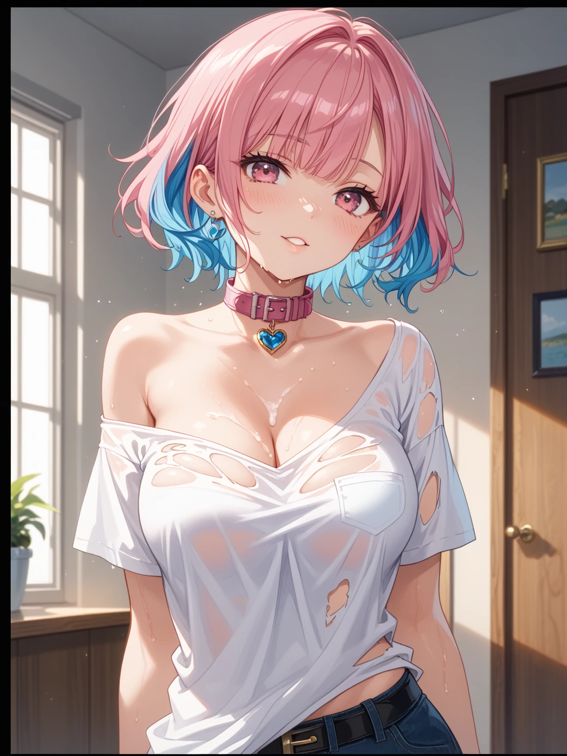 8K,Highest,quality,short hair,(highest quality:1.1), (masterpiece:1.4), (confuse:1.0), Azur Lane,Ikaros,Gift from the Sky,(最好的quality, Detailed background, high resolution, ridiculous, bloom, disheveled hair, shiny hair, exposed to light, High and cold, Focused and meticulous gaze),
1 person, Demon type, Hair accessories, Bob Cooter, short hair 粉色头发, blue eyes, Willow Waist,Large Breasts,On the Street,(blush:1.2),(Perfect fingers)Azur Lane,