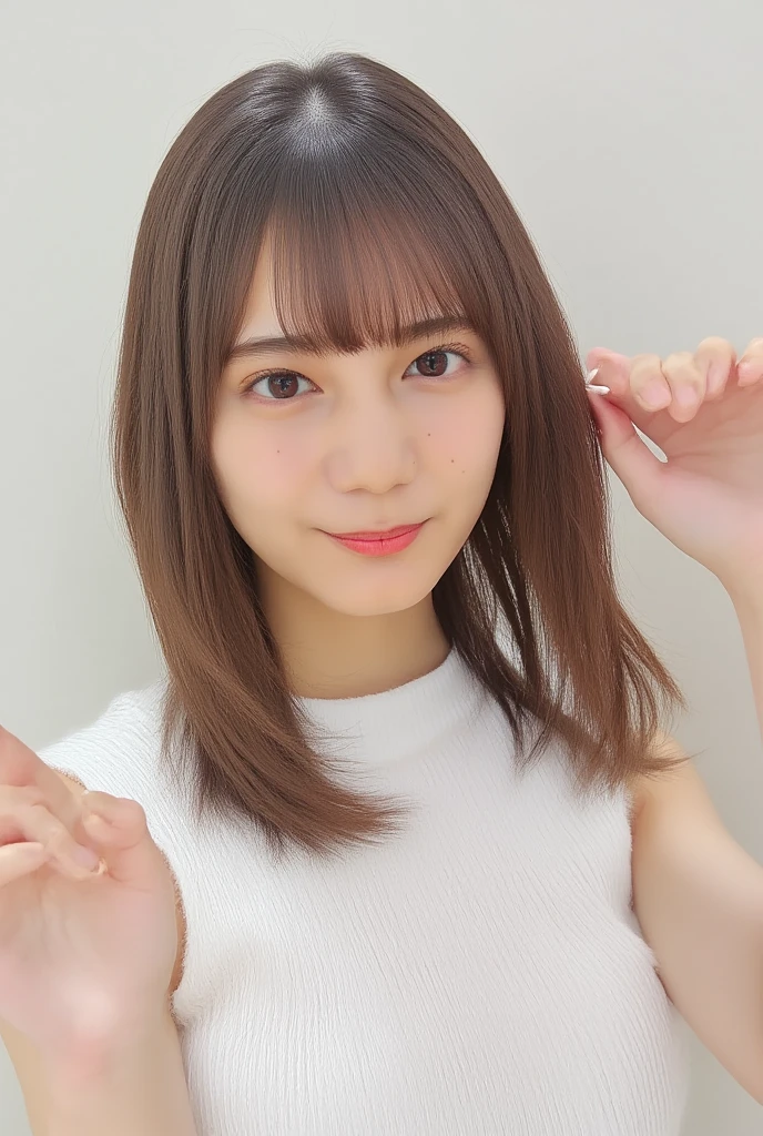 ((Are standing、Medium Short Hair、Big Breasts that can be seen even through clothes、Both hands are in front of the navel、A photo showing pants through a short polo shirt、roll up one's shirt with one's hands、She is wearing a white polo shirt and luxurious white panties.、:1.4))、In the living room、Cream hair color、Her huge breasts are obvious even through her clothes....、Small earrings、Light brown hair color、:1.4))、Shiny Hair、Light beige hair color、Background Blur、Light brown hair、{{Cowgirl Shot}}、((Close-up shot from the waist up、Big Breasts:1.4))、Big Breasts、Smile、Big Breasts that can be seen even through clothes、Cowboy Shot、A lovely smile、((Revealing clothing))、Full body photo、ring、Tuck your hair behind one ear、Silver Necklace、smile、Caustics、Highly detailed photos、Big Breasts、Super no makeup、(8K、RAW Photos、Highest quality、masterpiece:1.2)、(Realistic、Realistic)、1 Girl、((Big Breastsショートヘア、Looking into the camera:1.4))、Hair blowing in the wind