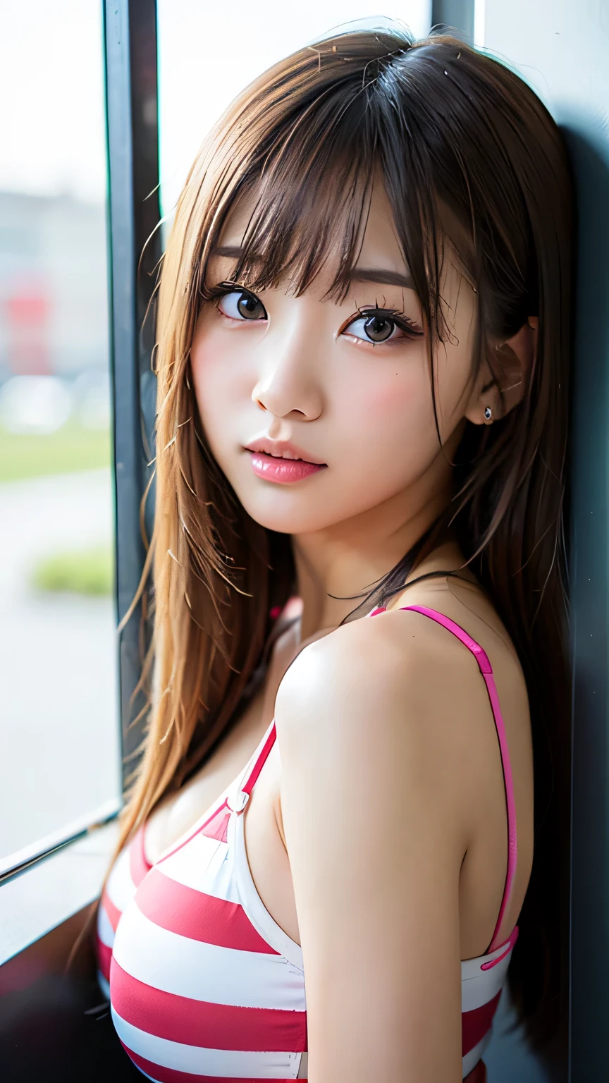Sexy 17 year old girl with shiny dark silky hair dazzling、Cute sexy little beautiful face with shiny hair, beautiful cute face、long silky bangs covering the eye, beautiful pale light blue big eyes、 Straight silky hair with super long hair that hides the face、Sexy cute young woman、Small face beauty、Pure white and beautiful shiny skin、public hair, skinny, squatting, spread her legs, thick thigh, full body nudist.