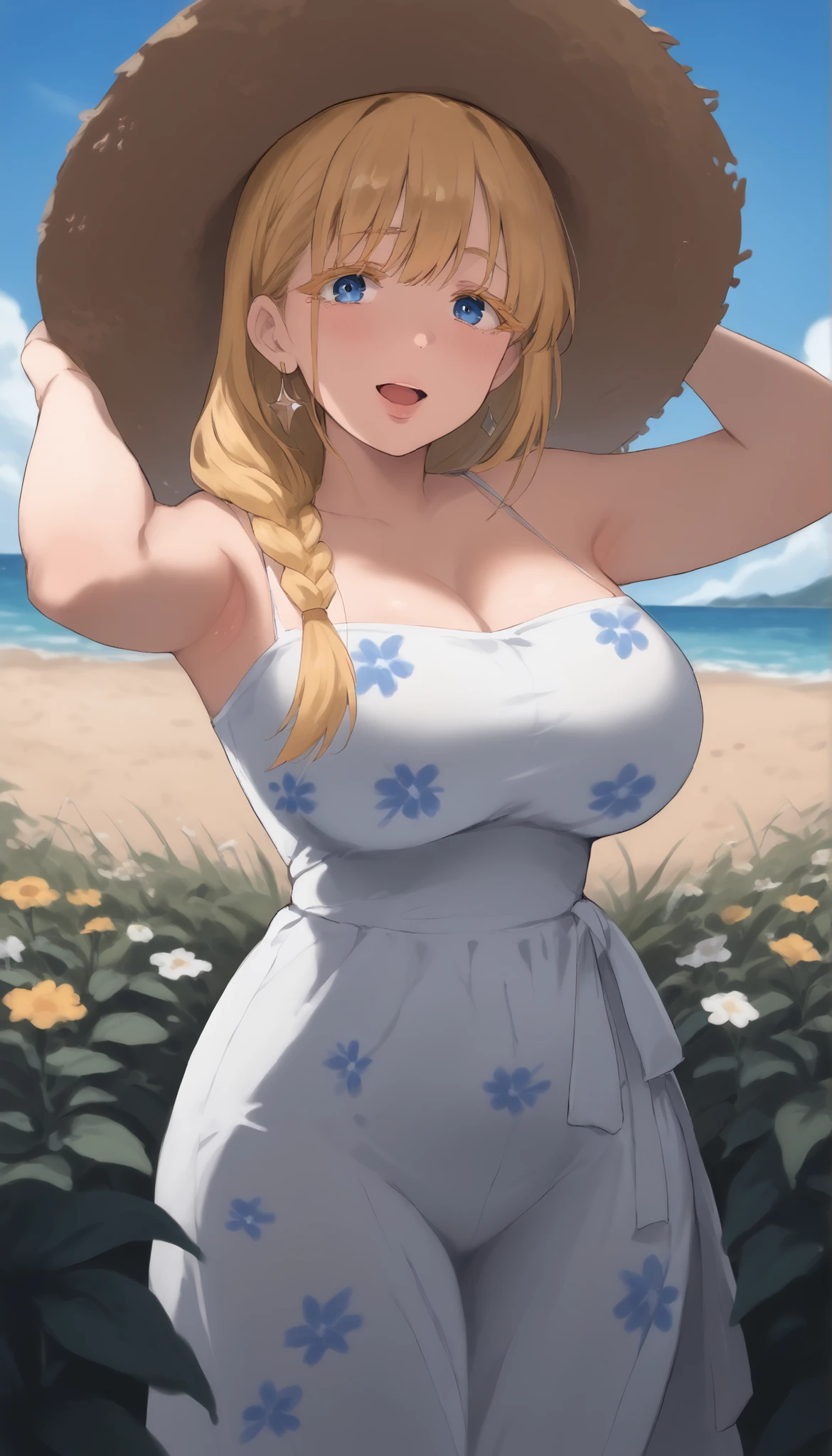Serena with big breasts, showing big breasts, sample breasts, neckleace, breasts showing, sexly, excited, feeling pleasure