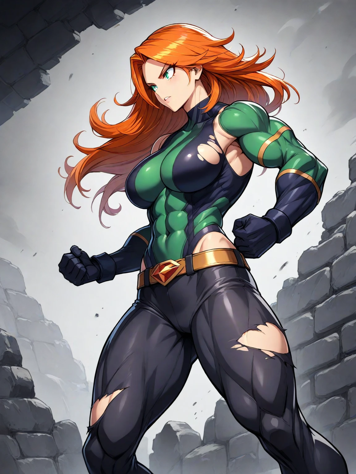 extremely long hair perfect anatomy 1 girl tall solo curvy (muscular) tight shirt tight pants close up