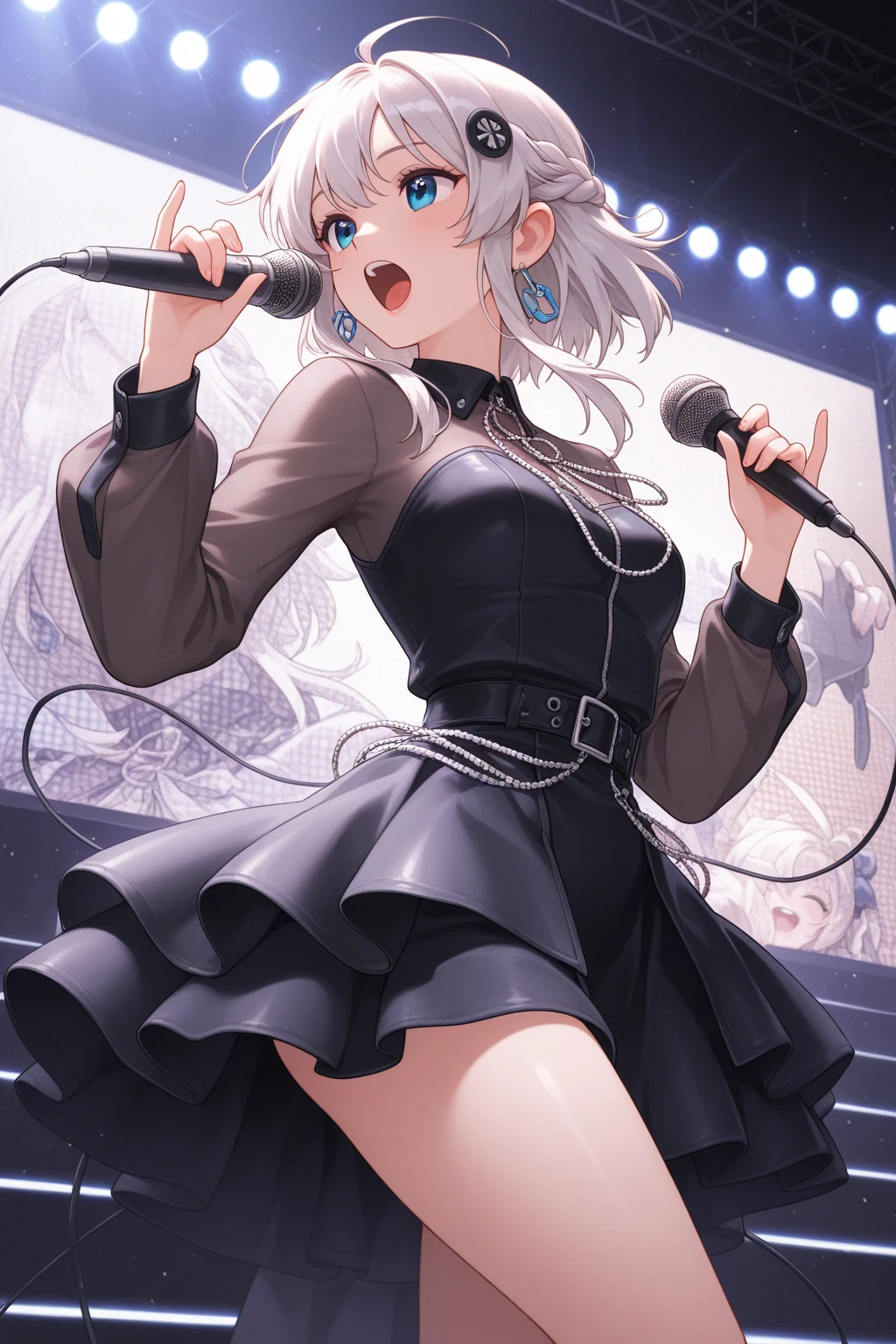 Super detailed(eye:1.7),highest quality、Best image quality、Bar lounge sofa、Beautiful valley、Disheveled clothes、thin、Humiliated face、Dog Pose、Super detailed、Small breasts、Light Particles 0.5、Moist eyes、Wet body、lick、Open your mouth、Sticking out tongue、dripping cloudy saliva、Small face、Summer Dresses、Up ponytail、Sing Karaoke、Shooting from behind