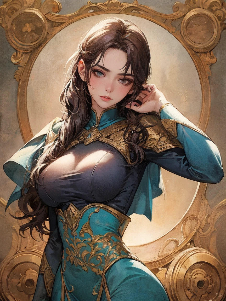 realisticlying、13-year-old girl、、Raise your hand up、Sideways view、(Emphasis on the thighs)T、Medieval Italy(Super close-up from below)((Wearing the Venetian Mikloy((Masquerade))、Wearing a blue dress in medieval Europe、Ancient castles in Italy、Lips parted、Cleavage Emphasis Colorful Sexy Pose