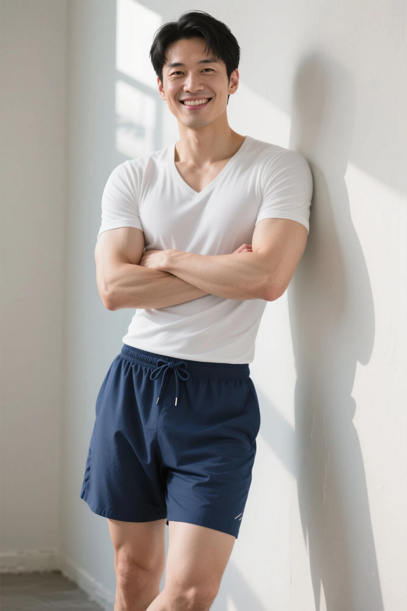 1 Handsome naked Japanese guy ,Sexy pose, A 20 year-old man wearing a Bare chest shirt and Excellent shorts stands against a white background, navy Blue, navy Blue, Sports T-shirt, Blue, Excellent Sportswear, Gorgeous and sexy clothes, Sportswear, Short sleeve, Jinjinshen Blue clothes, Tall young man, Tennis suits, Wearing sportswear, dark Blue decorative clothing,male,Bare chest,Full chest muscles,Swelling of chest muscles,Six-pack,Hips, Handsome,High,Muscles look good,hairy body,Sexy expression, Wheat complexion,black eyes(thin eyes 1:3),Full body image, Excellent, perfect dick shape, Perfect hand details,Detailed you, , Mostly juicy ass, The opening of your legs