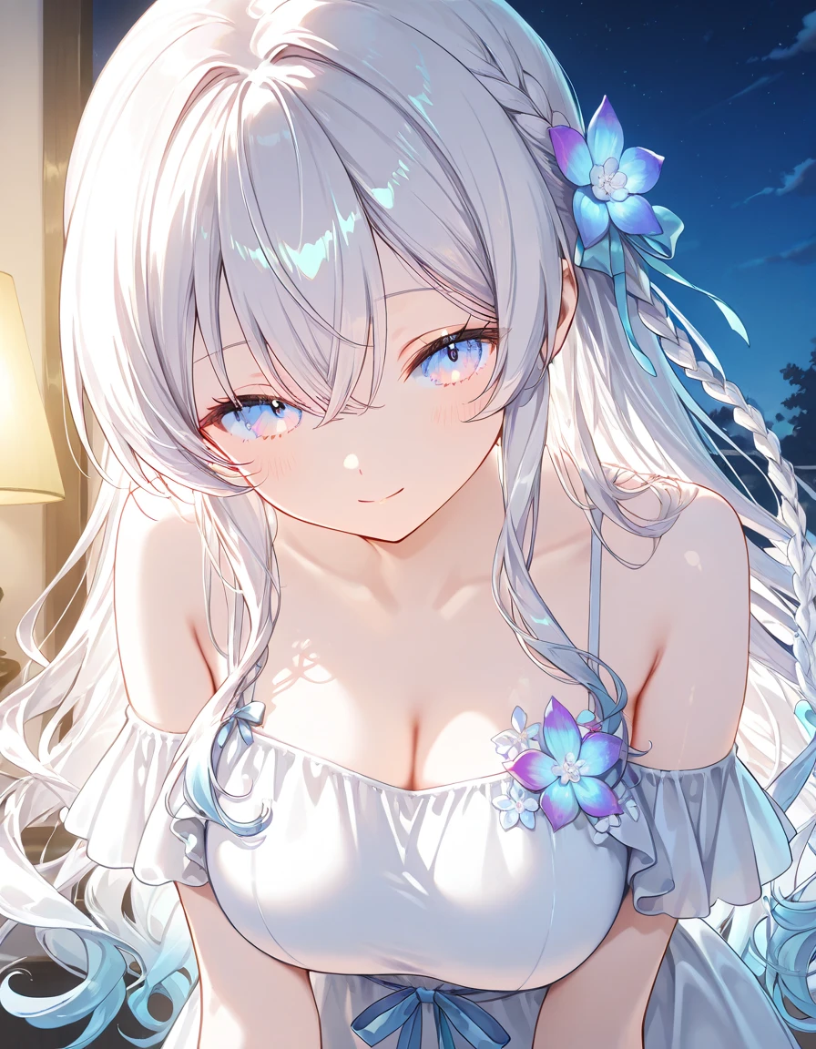 Alisa Mikhailovna Kujo,tomorrow, A friend of mine, Aya, Planning to visit Russia.、(Perfect Face, Detailed face, Beautiful Eyes,Perfect hands,Perfect Fingers)、Red face、((vapor))、hot、Maternal, feet, alone, 1 Girl, Silver Hair,Long Hair, Red ribbon hair ornament,Thin hair ornament、Big eyes, Masturbation,Blushed、Dirty Face、Expressionless、 (masterpiece:1.2, Highest quality), (細かくてBeautiful Eyes: 1.2), (Beautiful and dense face), (Sharp facial hair between the eyes)、Underwear is visible、12 years old, grinding, Transparent panties、Large Breasts、Neon lighting、look up