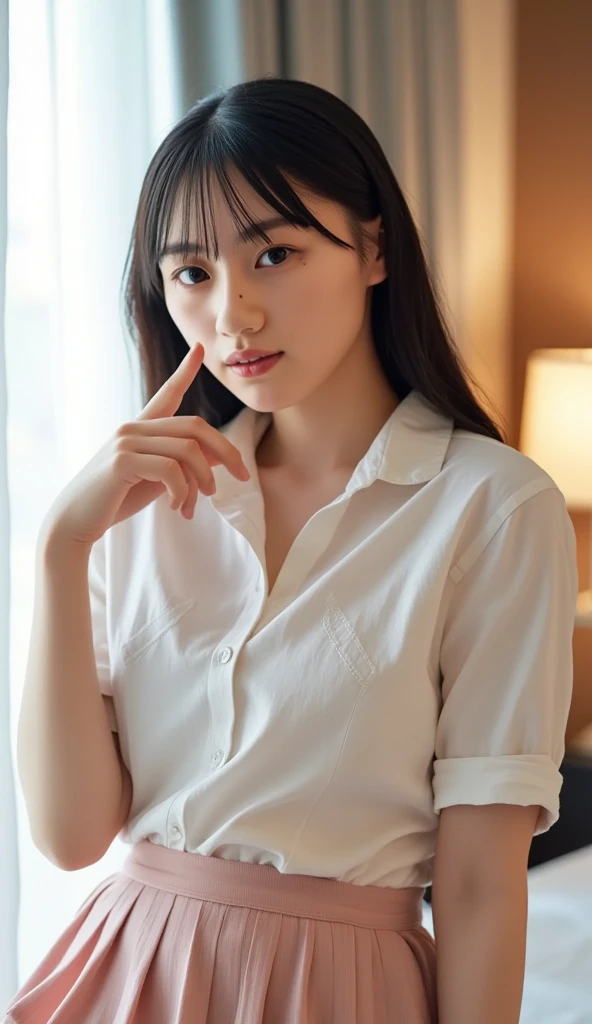 (masterpiece, Highest quality:1.2), 8k, Official Art, RAW Photos, Unbelievably absurd,Low Angle、 A stunningly beautiful 16-year-old girl, (((naked)))、(((close your eyes、Turn your face to the height of joy)))、(((close your eyes、Turn your face to the height of joy)))、(((Her shirt is rolled up to reveal her beautiful breasts)))、(((having sex with my boyfriend)))、(((having sex with my boyfriend)))、(((close your eyes、Turn your face to the height of joy)))、(((close your eyes、Turn your face to the height of joy)))、(((Her beautiful crotch facing the viewer)))、No makeup, Film Grain, chromatic aberration, Sharp focus, Face Light, Dynamic Lighting, Detailed eyes and face,short hair、(((White skin)))、Bright bedroom、Super slim thighs((((both hands)))),((((Very young looking girl:1.3))))、(Very young and small breasted:1.2)、((Bright bedroom))
