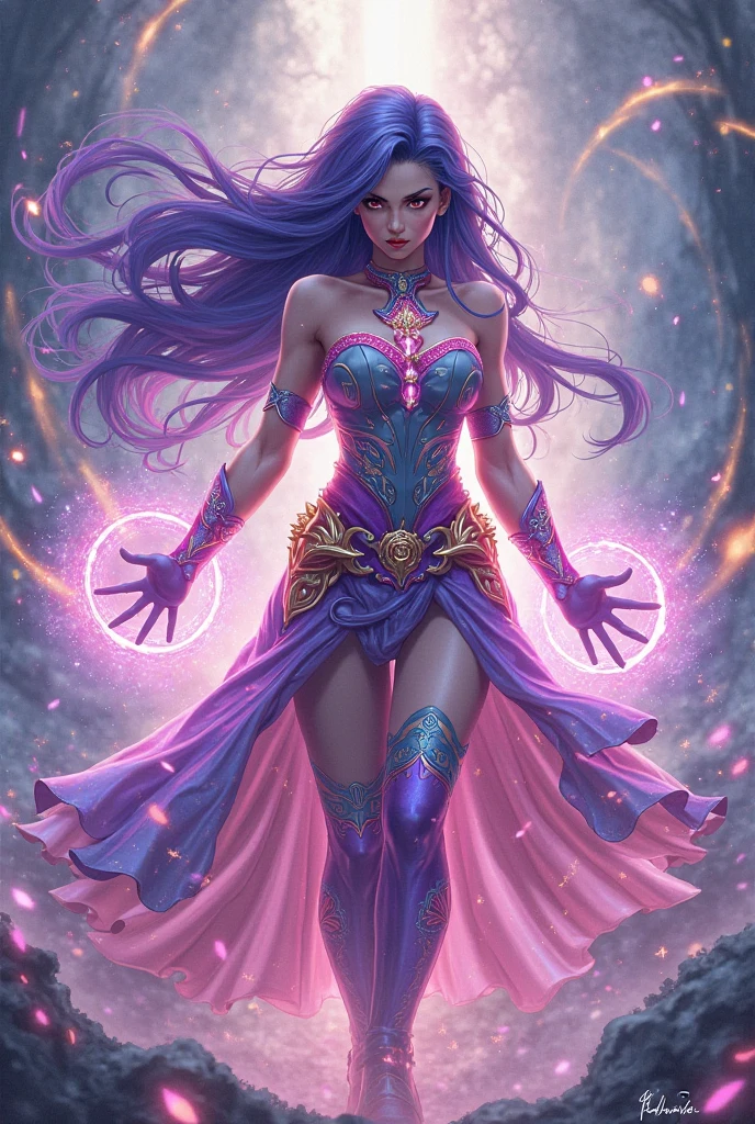 uma mulher com uma capa azul segurando uma bola brilhante, mago feminino, Retrato de um mago feminino, Female mage conjuring a spell, mago feminino!, Epic Character Wizard Girl, Arte do Jogo de Cartas de Fantasia, mago, Graphic artist Magali Villeneuve, Retrato de um Mago, feiticeira, mago da fantasia, feiticeira bonita, uma bela feiticeira