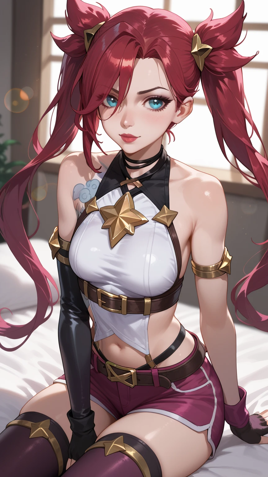1 woman, (((((UHD))))), (((((masterpiece))))), ((((super detail)))), high details, ((((high quality)))), ((((best quality)))), (((highres))), ((((16k)))), ((Shadows)), ((bright red hair)), hair over shoulder, ((nun costume)), bikini heart-shaped pupils, sparkling eyes, ((big beautiful light blue eyes)), grin, bright pupils, (small grin), natural lips, light blush, cheek-to-cheek, sparkle, god rays, backlighting, reflection light, bloom, dutch angle, perspective, from above, from behind, beautiful ass, (tight ass) ((defined jawline)), ultra defintion of skin, beautifully detailed eyes, hands on hips, large background