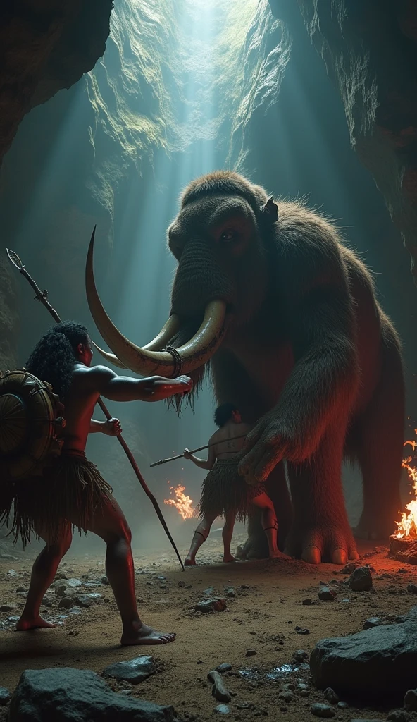 extremely fat cavemen trying to hunt a deer, they're running,men and women, fat women rolling on the floor, dust, lensflare effect, motion-blur, highly dynamic image, bare feet,highy detailed, epic and amazing scene,