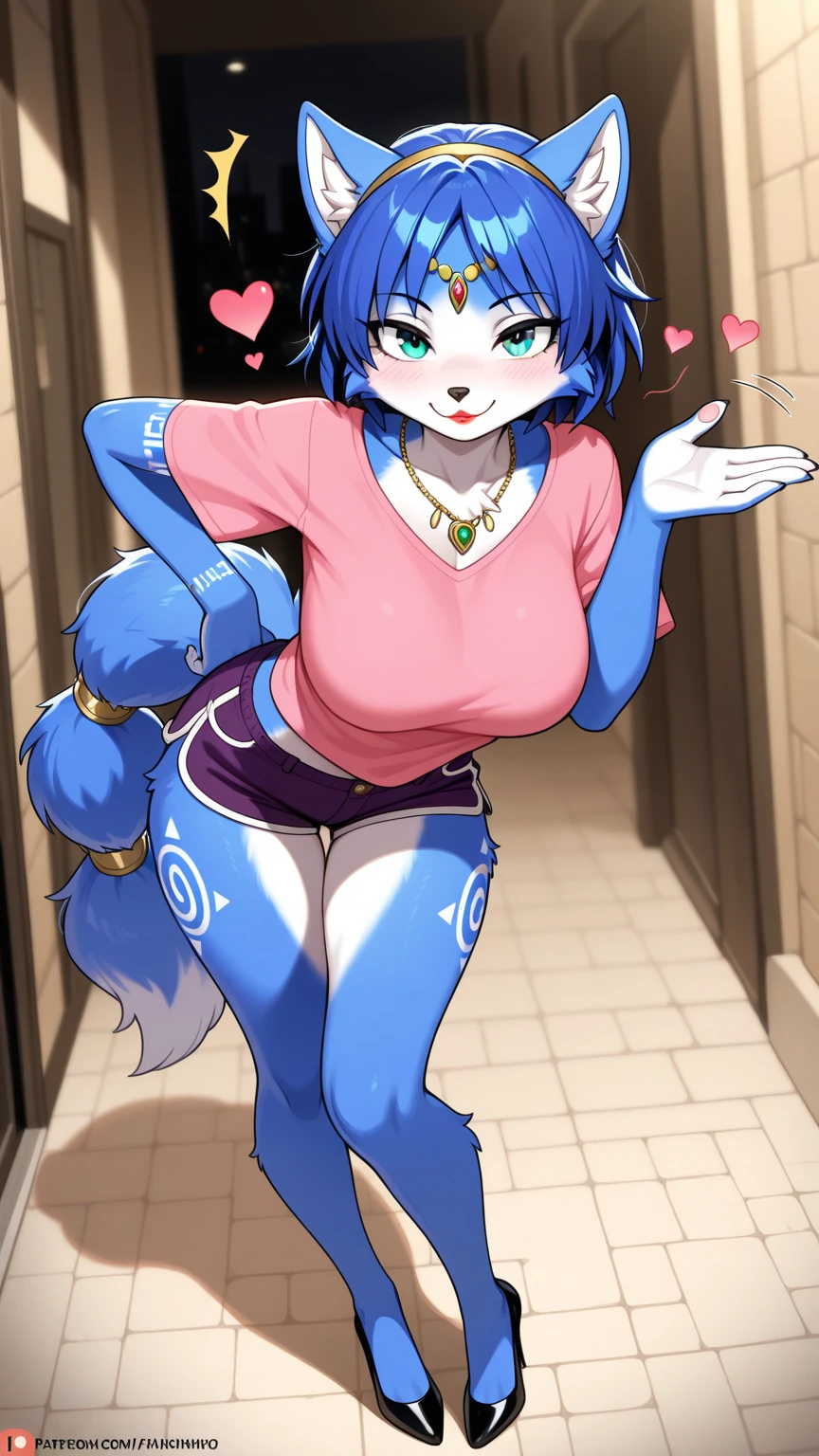 ((masterpiece, best quality)), (anthro furry:1.3, muzzle:1.2, anthro:1.3, furry:1.2, closeup:1.2, female solo:1.2, cleavage, leaning forward, smile, red), no blouse, wearing night guard clothing, fnaf, five nights at Freddy,night guard,,cute panties, spiral fox in funtime foxy colors,five nights at freddy,white skin pink details, pink eyes,  Sexy position, ambient place, pizzeria five nights at freddy