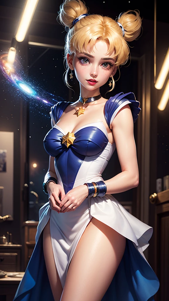 sailor mercury and sailor jupiter in latex slave bride outfits, smiling,