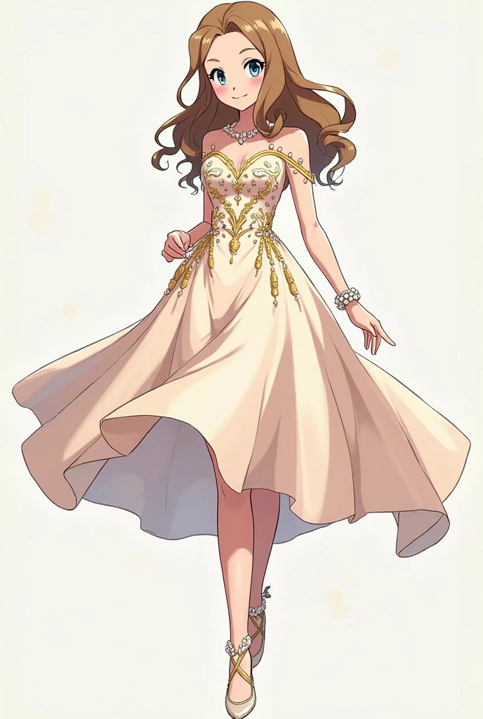 Best quality, 1 young woman, character sheet, concept art, (full body, masterpiece: 1.2), (best quality: 1.3), insanely beautiful Brazilian woman, short windy light brown hair, 1 perfect body stunning woman on his 20s, Miss Universe pageant winner, wearing a fancy designer evening gown, fancy shoes, wearing Miss Universe crowning, with a bouquet of flowers, winner attitude pose, with short windy light brown hair, assorted poses, bold colors, intricate, elegant, highly detailed, digital painting, art station, concept art.