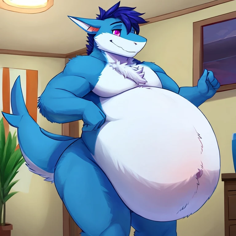 Orca ,male, scalie,adult , blush,chubby belly, wearing open flannel shirt, baseball cap, small hard penis, small veiny penis, laying in bed, solo