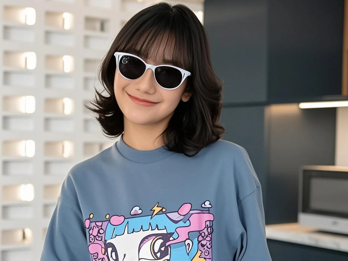 "Create a 3D animated character in the style of Pixar's Inside Out. The character is female, has medium height, black hair, and is wearing a white T-shirt, blue jeans, and white sneakers. She is happy, with a joyful and expressive face, and has natural skin color. The background is white and neutral, highlighting the character. The title 'Silvia Machado' is written in the font style of the Inside Out movie."