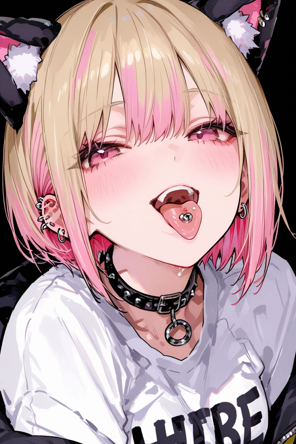 ((best quality)), ((masterpiece)), (detailed), 1girl, straight pink hair, pink eyes, skinny, goth, naked, fingering her pussy, squirt, squirting everywhere, horny, heart pupil, tongue out, aphrodisiac, long black nails, large tattoo, small pussy, sweaty body, wet pussy, , small ass, masturbating, nipple piercing, gothic accessories, one hand on her tits and the other hand on her pussy, gothic belt, on the bed, ahegao, rollong eyes, 18years old, blush, fox ears, peeing, 165cm, remote_vibrating, remote_play, caughtpeeing, peeing, female masturbation, 
