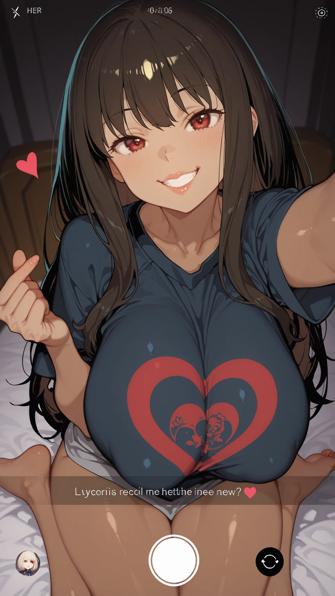 saliva、Heart-shaped pupils, (masterpiece, highest quality), One girl, 、Big Breasts、cute、blush、orgasm、T-Shirts