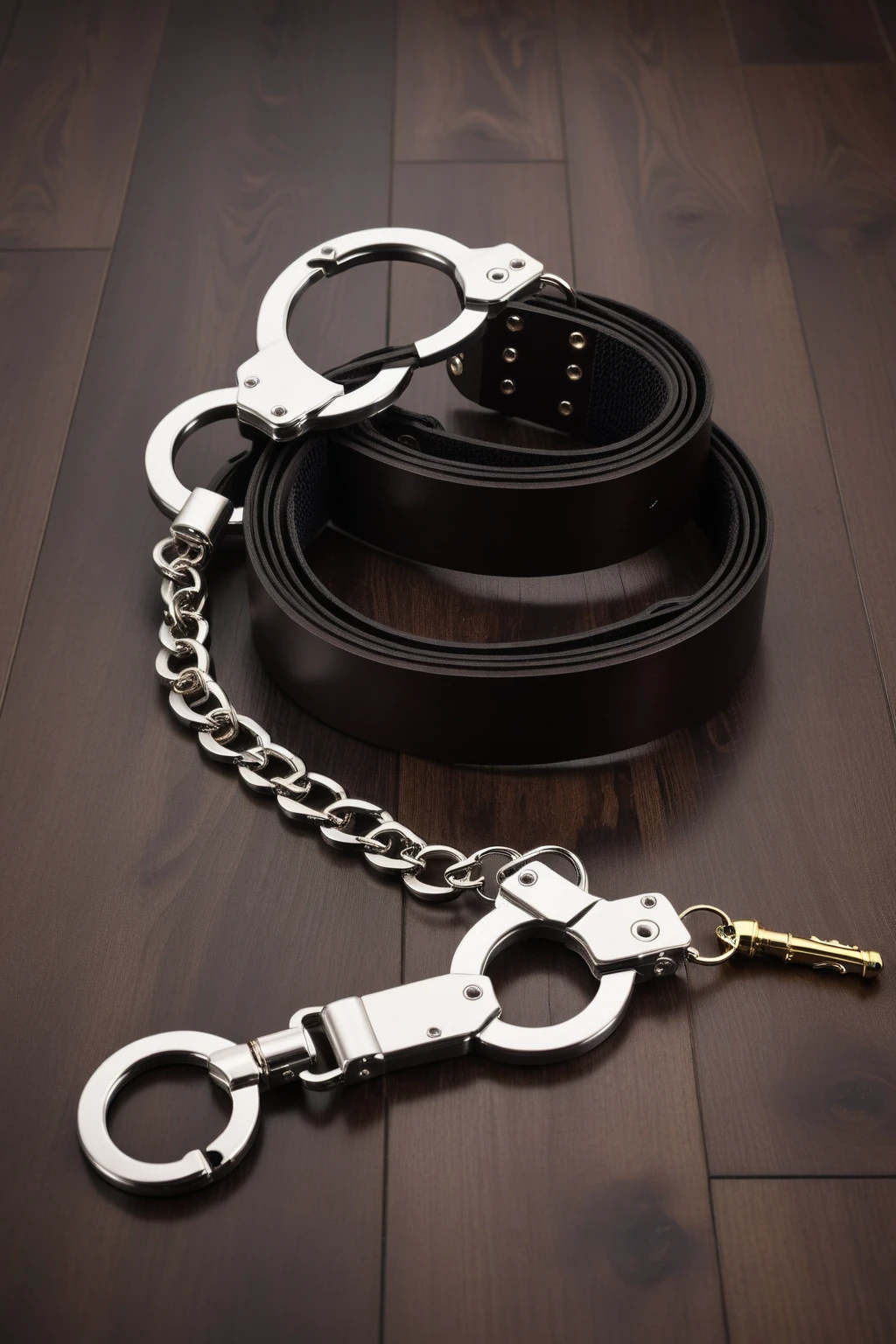 Wide black leather handcuffs
