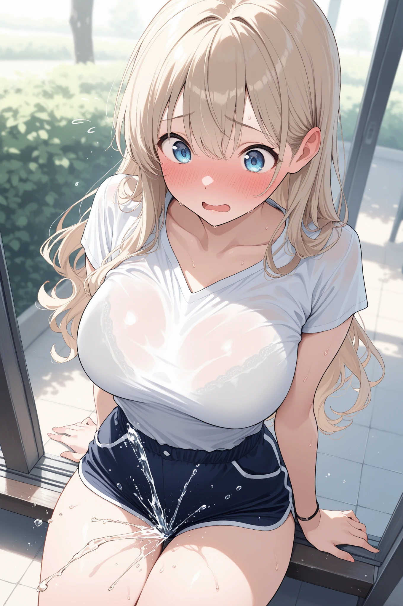 ((Perfect Anatomy))、Beautiful hands and feet、(Pull up your miniskirt yourself:1.3)、((Big Breasts:1.4))、(Show pussy、Showing off beautiful nipples、Watery eye、Embarrassing:1.5)、(Sperm overflowing from pussy:1.5)、blush:1.3、((Girls' anal beads string with bells on the ends))、((wonderful))、((masterpiece))、Cute mature woman、Beautiful Face、Realistic body、Realistic eyes、See-through、White knee-high socks、 、Panty shot、、seethru wet g-string、(((Spread your legs)))、Under the chest、(Glossy and bold skin、sweating: 1.4)、(((( Other characters' jokes: 1.5))))、 、((Bokeh ball:1.5) )、thin、(Brown Hair)、(Hatsune Miku:1.5)、(racing Miku)、Headphones