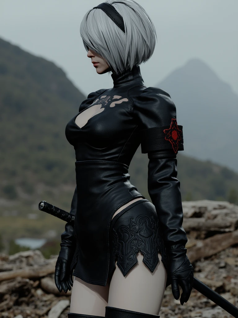 Asian with huge droopy tits, In Bodysuit de nier automata 2b, sexy,