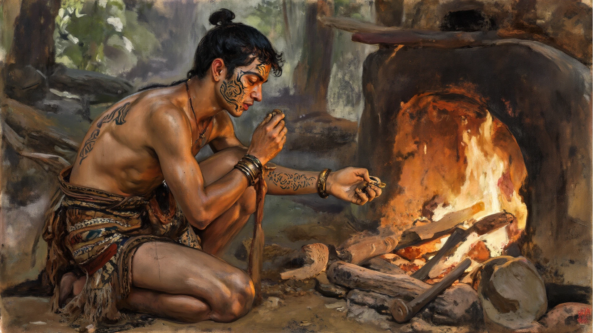 tribe person cooking clipart