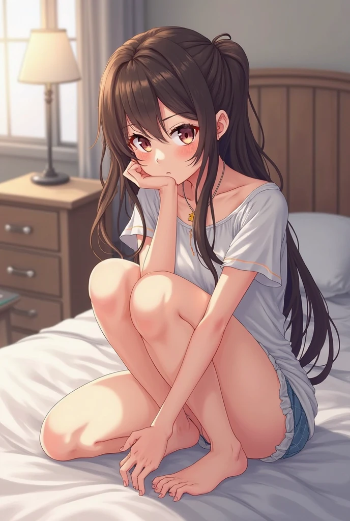 An anime girl with cum on her feet