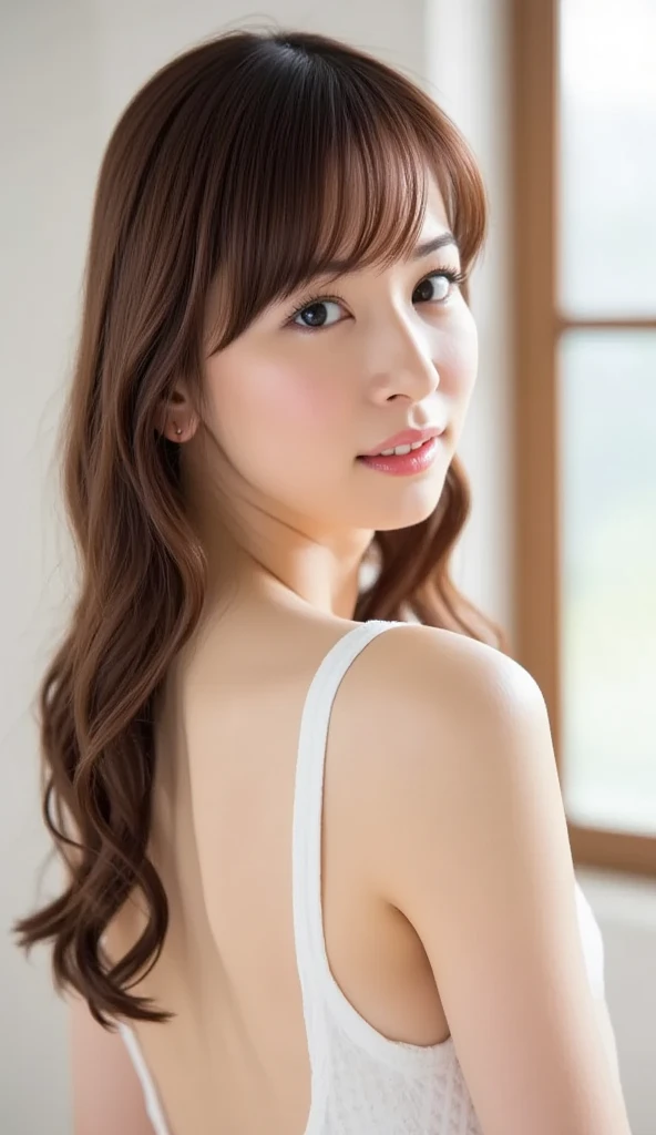 masterpiece:1.3), (8K, Realistic, RAW Photos, Best image quality: 1.4), Japanese women、(Random Hairstyles:1.2)、Highly detailed face、Attention to detail、double eyelid、Beautiful woman:1.4、Light brown hair、Highest quality、masterpiece、Ultra-high resolution、(Realistic:1.4)、Detailed and professionally lit smiles、Loose、thin、Shorthair、Deadly position、During meals、Full body image、Ocean、