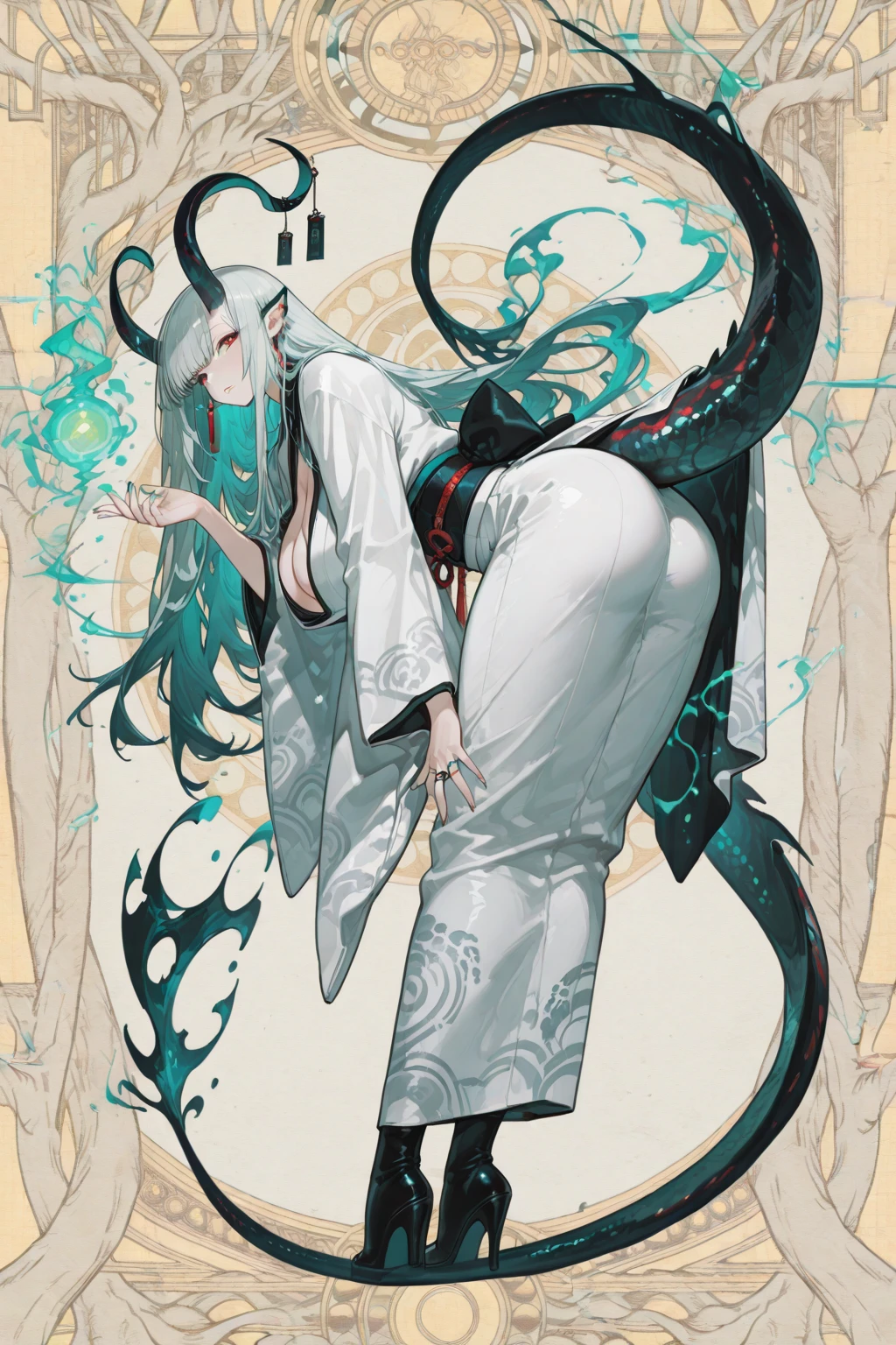 {{{{amazing quality, great quality, high quality, very aesthetic, aesthetic, best quality}}}},
realistic, photo, shadow, Three-dimensional, absurdres, Digital art,
{{{{Magical girl}}}}, beautiful girl, one girl,
light blue hair, long straight hair, hair, trimmed hair, shiny hair, blunt bangs, short sideburns,
brown eyes, tareme,
{{flat chest}}, {{small breasts}}, {{detailed body}}, slim thighs, thin thighs, white kimono, yellow kimono obi, skull-shaped hair ornament, No panties, no bra, multiple snakes, bound by multiple snakes, k Caught in multiple snakes, Nipples caressed by multiple snakes, multiple snakes caresses the crotch, My body is caressed by multiple snakes, soak in cloudy liquid, Immerse yourself in the cloudy liquid up to your waist, snake bath, torn clothes, wet clothes, melted clothes, damaged clothes, take off one's clothes, transparent clothes, sexual pleasure, troubled face, shy, orgasm, trembling, restrain the arms, restraining legs, half-naked, groin, vagina, Peeing, disheveled hair, Intercrural legs, defeat, inferiority, Massaged by multiple snakes, Mangled by multiple snakes,