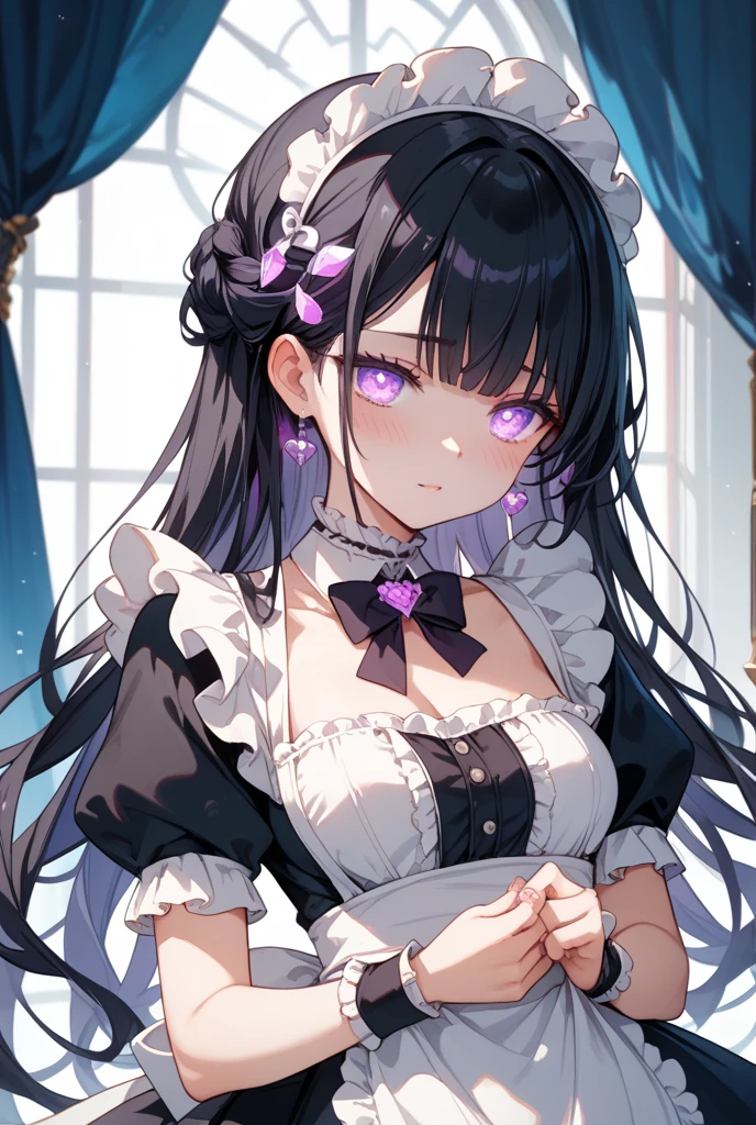 best qualityer，tmasterpiece，Ultimate resolution，downy，Extremely colorful，Colorful，Elven girl，full bodyesbian，Black and white double ponytail，Lolita long dress， Two long legs of white stockings，Muffin shoes，closeup of face