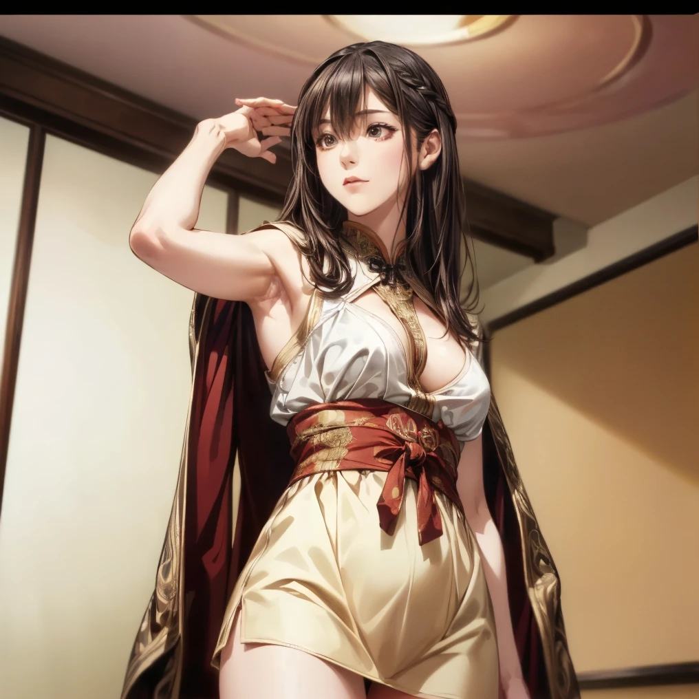 One girl, alone, jewelry, Removable sleeves, necklace, , Skirt is also YunaFFX,
Ultra-high resolution, photograph, photographrealistic, Very detailed, Detailed face, alone cute woman, ,Big Breasts, (masterpiece, high quality),View your viewers, Gorgeous Goddess, (rich:1.4), 髪をなびかせるattractive, attractive, dream-like,, ((Thick bangs)),