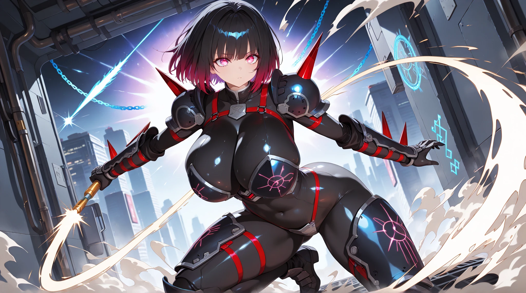 1 girl, Shalltear Bloodfallen,(Overload),((huge breasts 1.5)),silver hair,  Shining crimson eyes,absurd, brainwashing,empty eyes, mind control device,((No expression,erasure of emotions)), (black nano suit) , full body figure,(standing in メカnical box:1.5),  (highest quality、4k、8K、High resolution、must have:1.2)、Super detailed、(reality、reality的なです、reality的な:1.37)、ticker、hyper hd、studio lighting、ultra definition paint、sharp focus、Physically based rendering、extreme details、Professional specifications、vibrancy and color、blurry、sports portrait、landscape、horror style、anime big breasts、SF、photograph、concept artist、five fingers, perfect body,  {{{masterpiece}}}, {{{highest quality}}}, {{Super detailed}}, {shape}, {{very delicate and beautiful}},Improved cost performance、all roles、Canon 5D MK4でphotograph、photograph, 