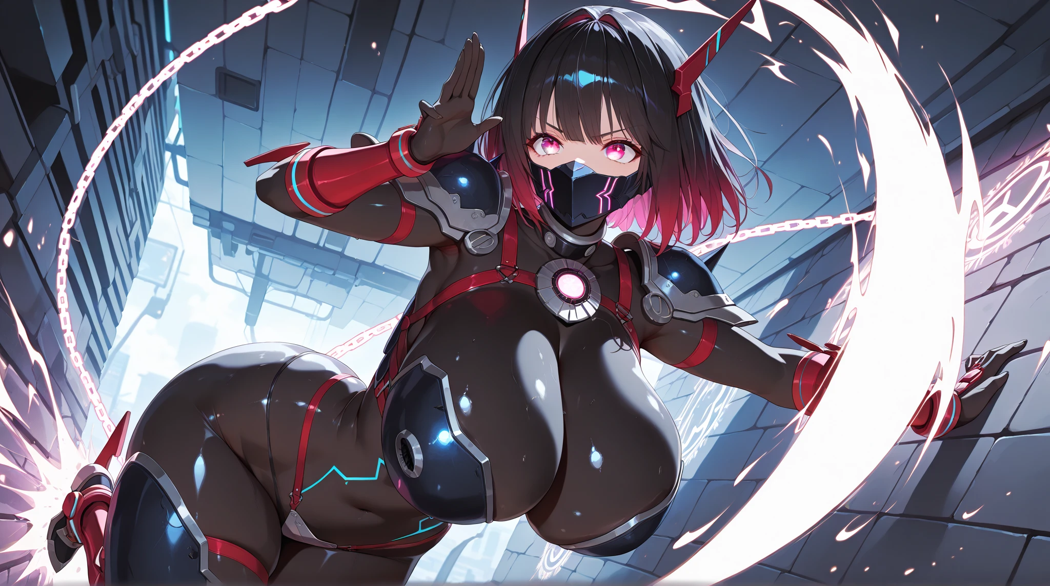 (Hentai), Highest, masterpiece, Highest品質, High resolution, high quality, Realistic, Mature career woman, Amorous woman, Medium Hair, Wet髪, (See-through bodysuit:1.5), Small chest, ((Mind control machine:1.5)), Wet, Sweat, Fair skin, ID card, (マインドコントロールにより強制的に露出好きのHentai:1.5), Panty shot:1.3, Wicked Smile:1.3, 