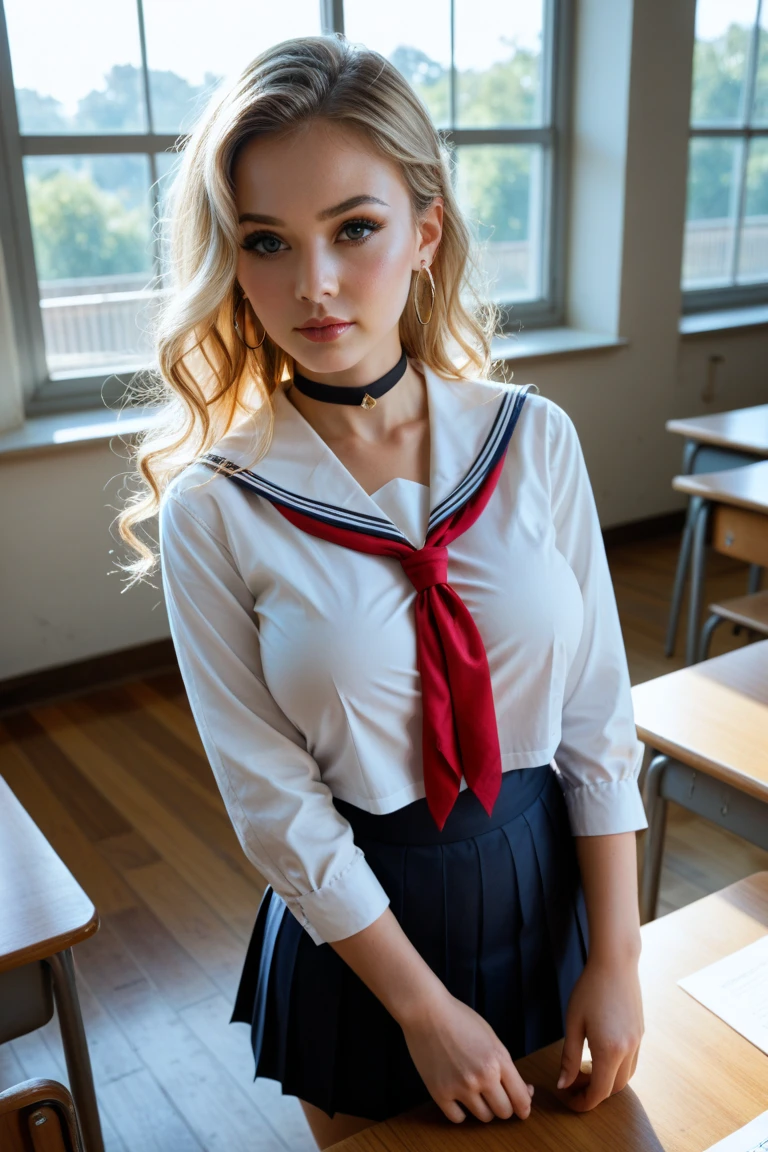 ((russian beatiful girl:1.3)) ((school uniforms:1.4)) ((panty shot:1.5)) ((high school)),((dark blue skirt:1.3)) ((in the class room:1.3)) ((thin_fabric:1.4)) ((random sexy pose:1.3)) ((sweaty:1.5))((face is flushed:1.4)) ((medium breasts:1.4)) ((close-up:1.2)) best quality,masterpiece,ultra high res,(photorealistic:1.8),raw photo,(Authentic skin texture:1.5),(film grain:1.3),panorama,character portrait,very wide shot,narrow waist,cowboy shot,(in the dark, deep shadow, low key, cold light,) night,(()),streaming tears,,dust,Tyndall effect,(expression),1girl,beautiful detailed eyes and face,white jabot,brown eyes,((blond hair:1.2)) ((full body:1.3)) ((smile:1.3)),,((12-years-old:1.5)),,