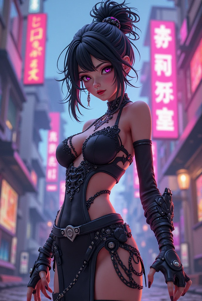((Best quality)), ((masterpiece)), (highly detailed:1.3), 3D, beautiful (cyberpunk:1.3), hacker woman with thick black and purple voluminous hair operating a computer terminal, stood with open legs, legs spread wide open, spread crotch, (nsfw:1.3),(sexy:1.6),(sheer lowleg panties:1.8),(long breasts:1.2),(crop top:1.4),(cleavage:1.4),(open top:1.6),(hard nipples:1.2),(puffy pussy:1.6),(jkpussywedgie, fat_pussy, slip_pussy),(athletic),(abbs),(belly button) from below, low angle camera view, focus dslr effect, depth field.
