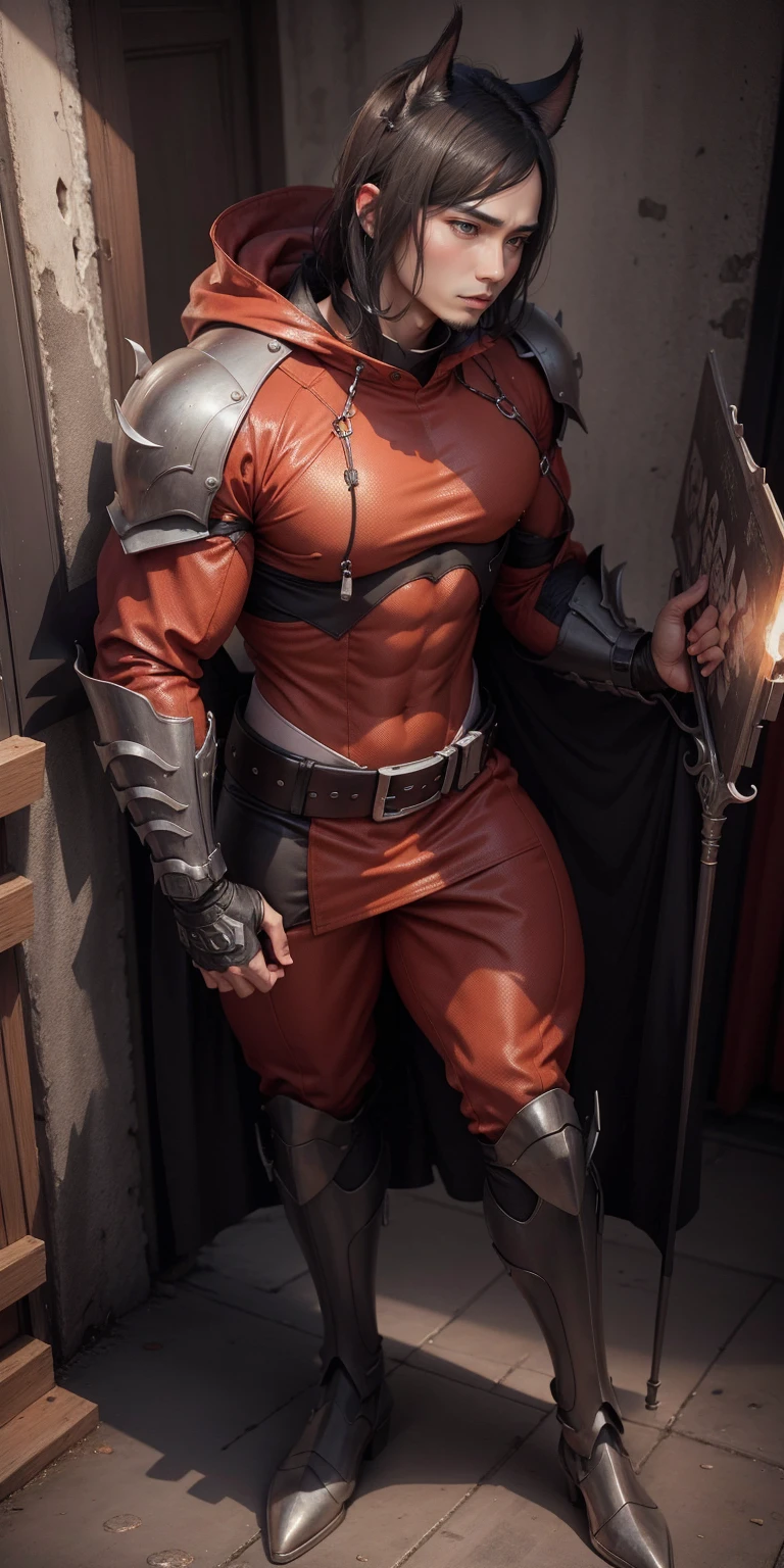 Red-haired male warrior, short hair, detailed, 1 boy, handsome, 8k, artwork, ultra realistic, medieval fantasy, armor, steel breastplate, steel gauntlets, steel gloves, kneeling, from behind, bending, leaning, steel boots, short skirt, red skirt, back, jockstrap, thong, thong jockstrap, jockstrapappearing, white jockstrap, huge bulge, nsfw, backshot,