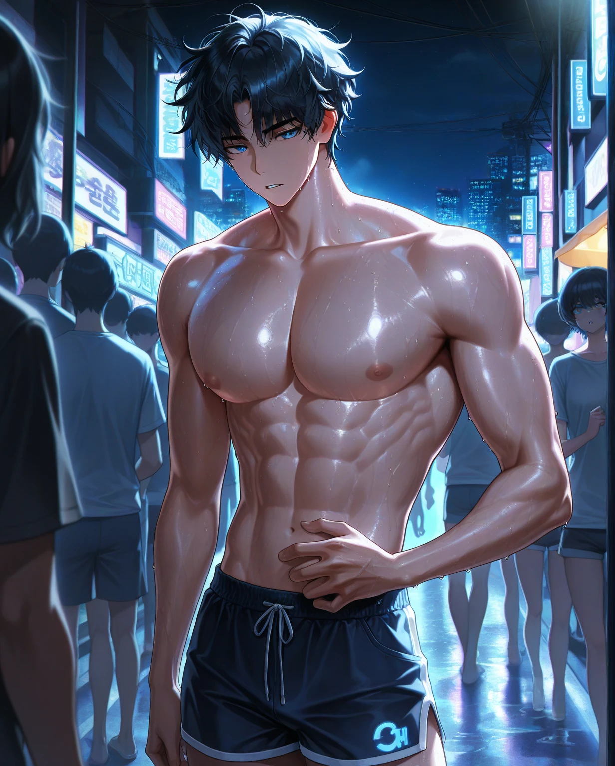 good looking Abdominal muscles High school boys penis brown Slender Tight body Beautiful Skin Cute smile