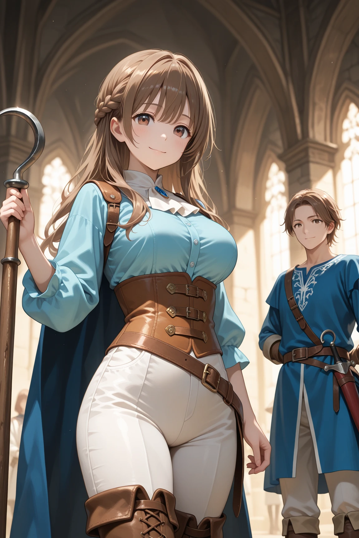 masterpiece, Highest quality, High resolution, Da Vinci, ponytail, Hair Ribbon, Parted bangs, Blue Ribbon, Single gauntlet, Cape, Red Skirt, Puff short sleeves, Blue gloves, Blue Pantyhose, Cowboy Shot, Are standing, Outdoor, smile,Hughes Style CSR Style Round Breasts,Medium chest, dojo, (masterpiece),(best quality:1.4), (Super detailed),nsfw,(projectile cum:1.1),Cinematic, (masterpiece), (Highest quality), (Very detailed), so beautiful, 1girl,spread pussy,(pussy juice:1.2),orgasm,Large Breasts, cute, (bare breasts:1.4),wet,leaning forward,arms behind back,stand,open legs,nipple piercing,(cum on body:1.4),(excessive cum:1.4),pubic tattoo,orgasm,no panties, Pussy,Outdoor Exposure、Pussy Flashing In Public,no underhair,real Pussy Rubbing、No Underwear,(cum in pussy:1.4),looking away,no scrotum,girl trembling with sexual climax,woman on top,(gangbang 3boys:1.3),projectile cum,angle From below Look