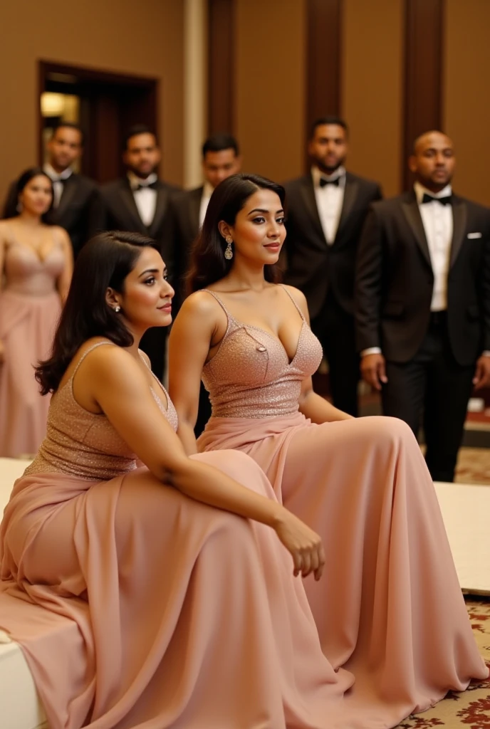 Isabel Merced, group of girls in colored wedding dresses, (long bob_cut hair), choker, (kissing:1.1), (skin texture:1.1), (high detail face:1.1), full bodyshot, high detail body, high detail clothes, (big breasts:1.3),(masterpiece), (realistic), ultra high definition, 4k, ultra high resolution, cinematic lighting, rim lighting, photo by Arny Freytag, RAW image