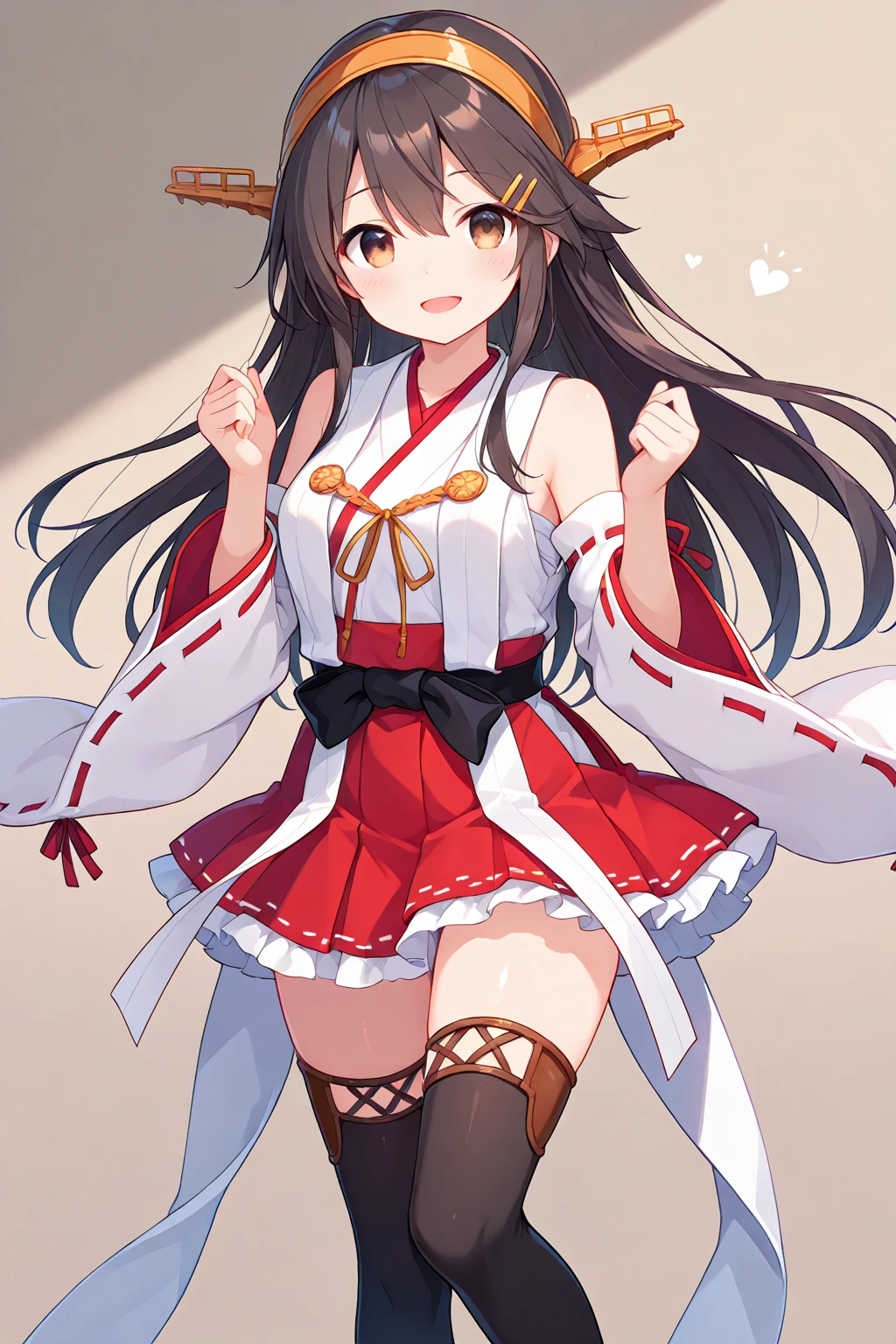 highest quality, masterpiece, High resolution, 一人w, {Aaron_Fleet Collection:1.15}, black_hair, length_hair, hair_ornament, hairband, Brown_eye, hairclip, Red noodles, smile, headgear, chest, Non-traditional_miko, hair_between_eye, One girl, wdependent_sleeve, Japanese_Clothes, Lookwg_w_Audience, red_skirt, ribbon-trimmed_sleeve, ribbon_trim, skirt, just_shoulder, Simple_background, white_background, Open_mouth, sarashi, wide_sleeve, (panties), (Good), (In underwear), (lwgerie), Office background, Living room background