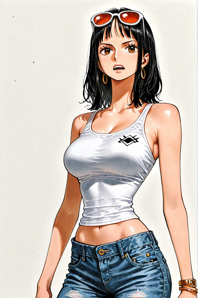 Chinese woman in white bra and white cotton panties, comic book art style